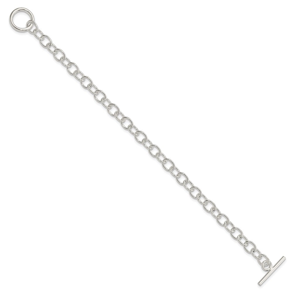 Sterling Silver Polished Fancy Link Toggle Bracelet