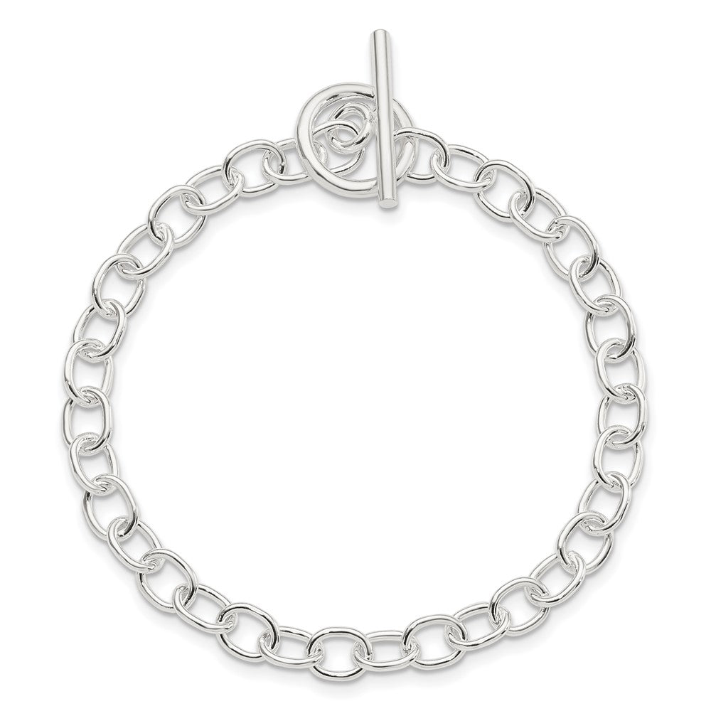 Sterling Silver Polished Fancy Link Toggle Bracelet