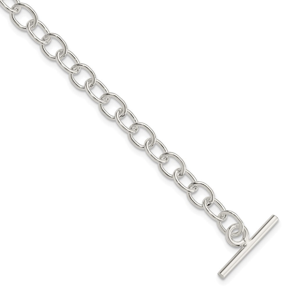 Sterling Silver Polished Fancy Link Toggle Bracelet