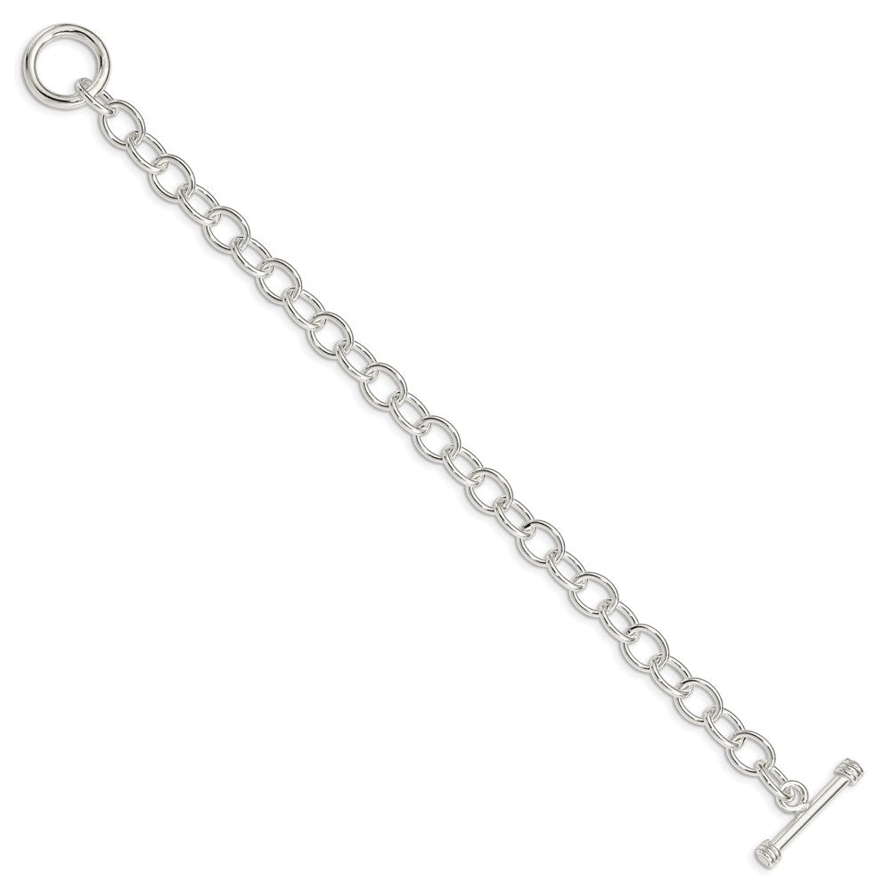 Sterling Silver Polished Fancy Link Toggle Bracelet