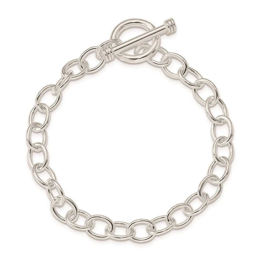 Sterling Silver Polished Fancy Link Toggle Bracelet