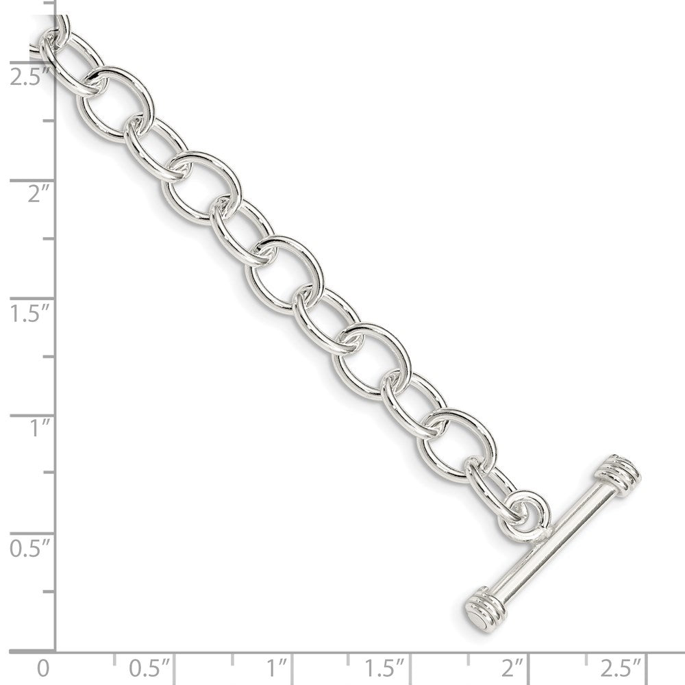 Sterling Silver Polished Fancy Link Toggle Bracelet