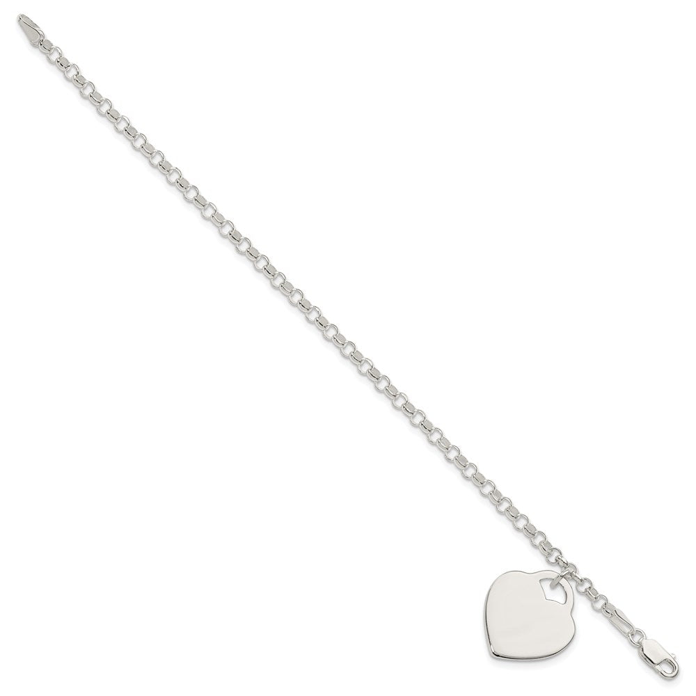 Sterling Silver Engraveable Heart Bracelet