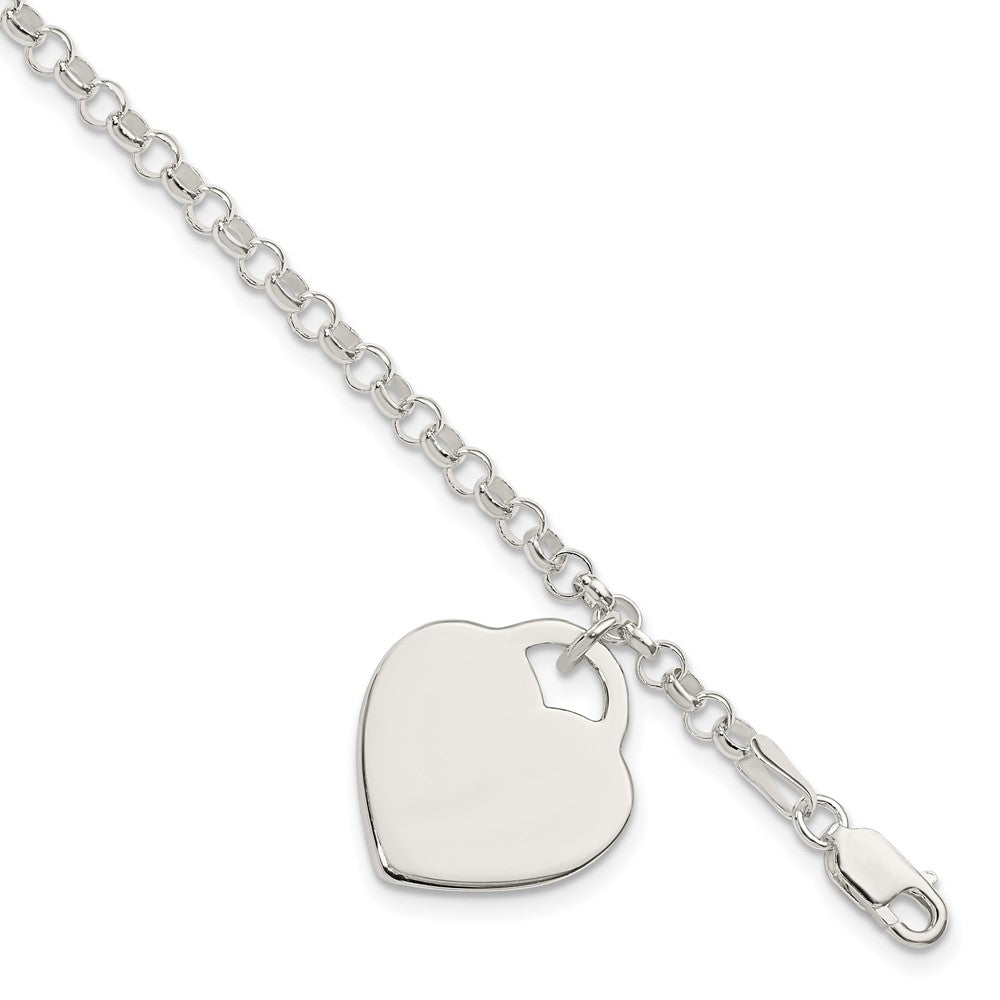 Sterling Silver Engraveable Heart Bracelet