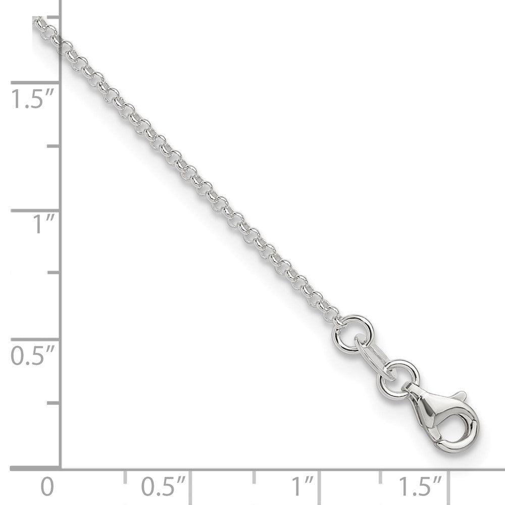 Sterling Silver Polished Rolo Chain with 1in ext. Anklet