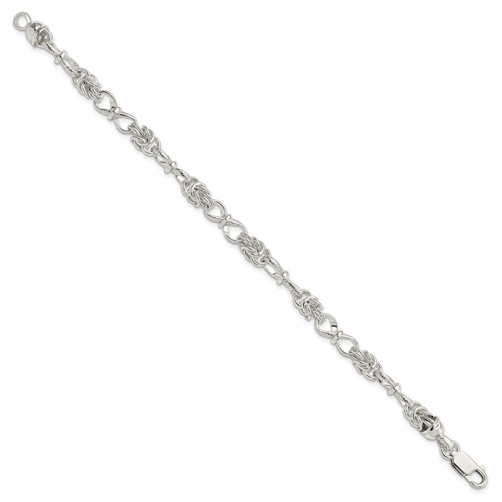 Sterling Silver Polished and Textured Fancy Bracelet