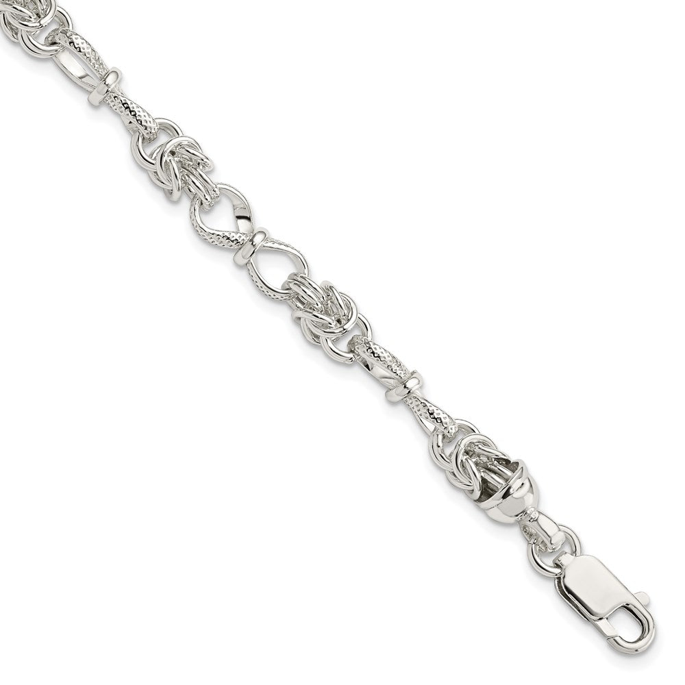 Sterling Silver Polished and Textured Fancy Bracelet