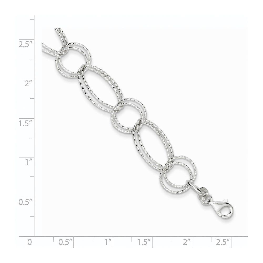 Sterling Silver Textured Double Link Bracelet