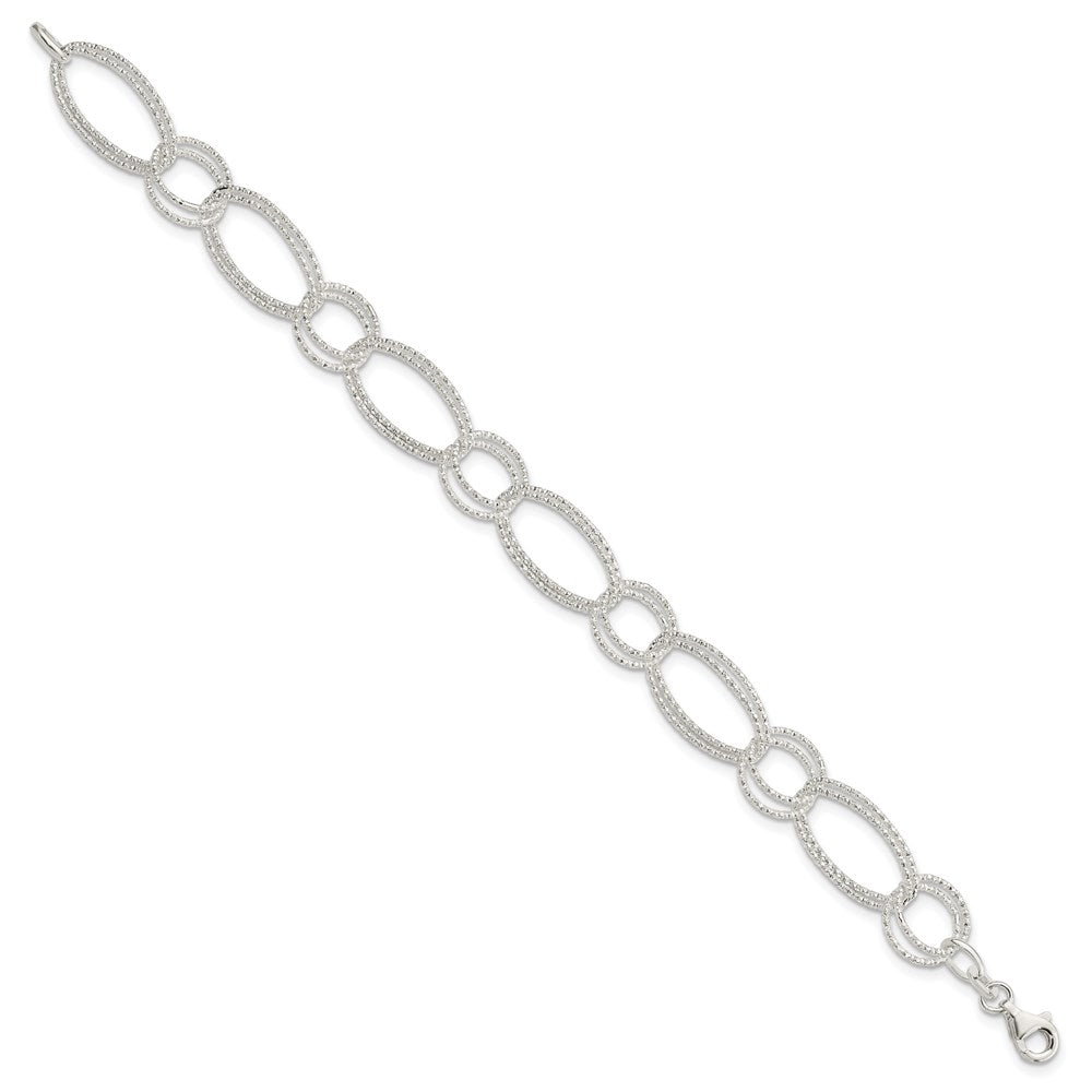 Sterling Silver Textured Double Link Bracelet