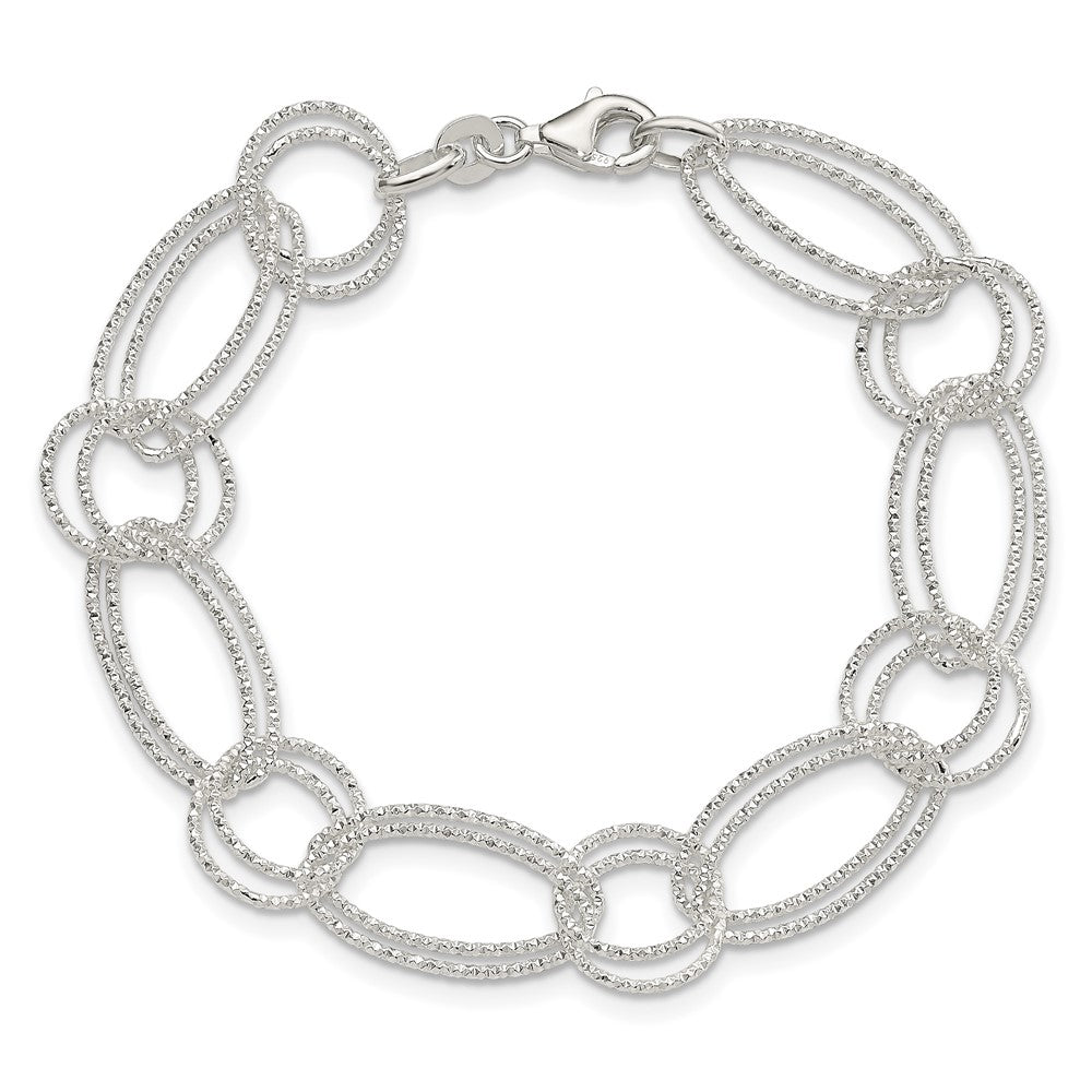 Sterling Silver Textured Double Link Bracelet