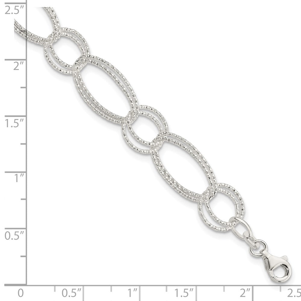 Sterling Silver Textured Double Link Bracelet