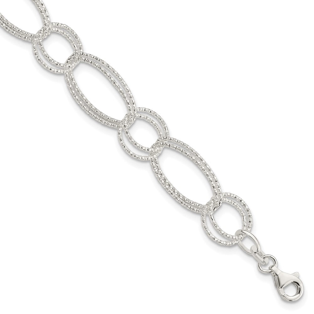 Sterling Silver Textured Double Link Bracelet