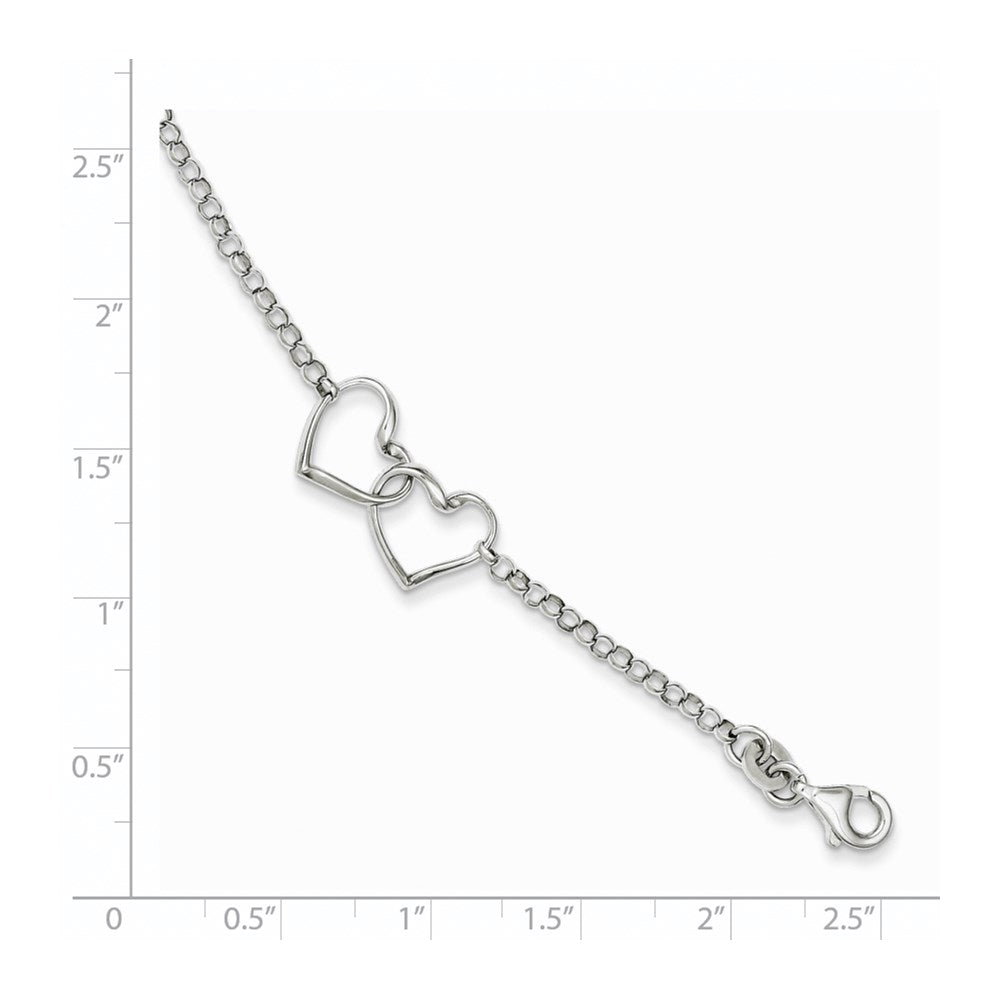 Sterling Silver Rhodium Plated Heart Bracelet