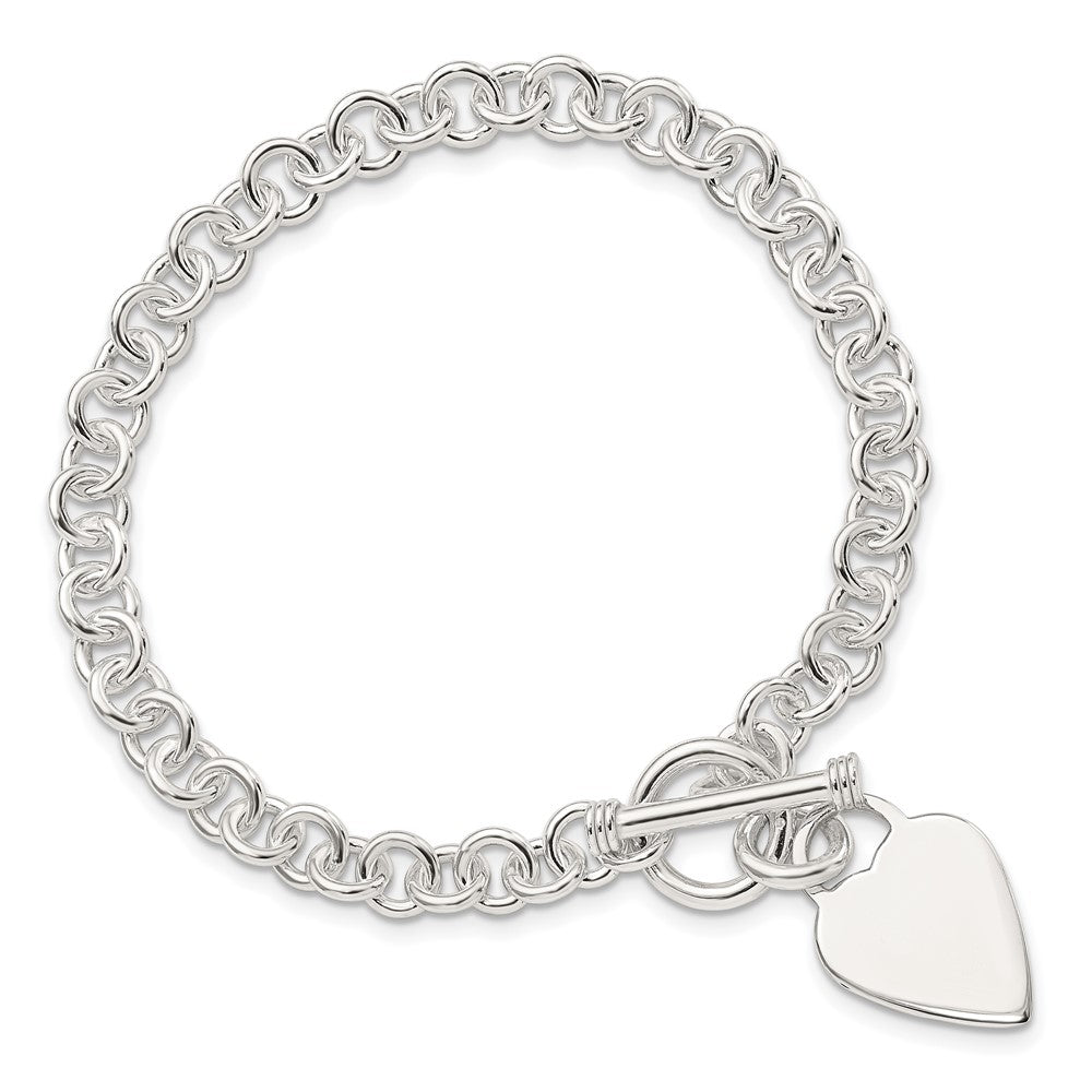 Sterling Silver Polished Heart Bracelet