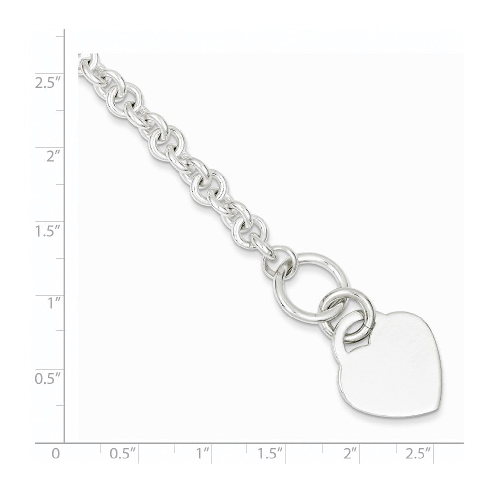 Sterling Silver Polished Engraveable Heart Bracelet