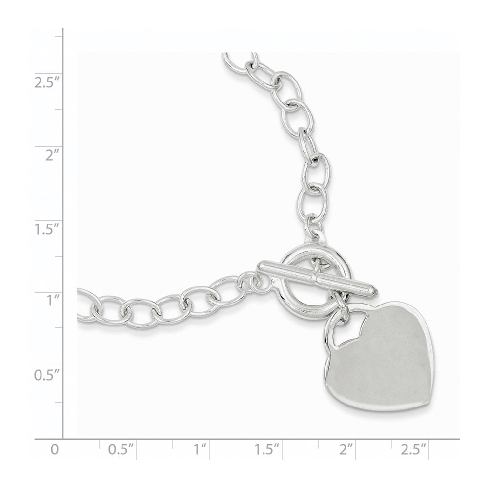 Sterling Silver Oval Link Engraveable Heart Bracelet