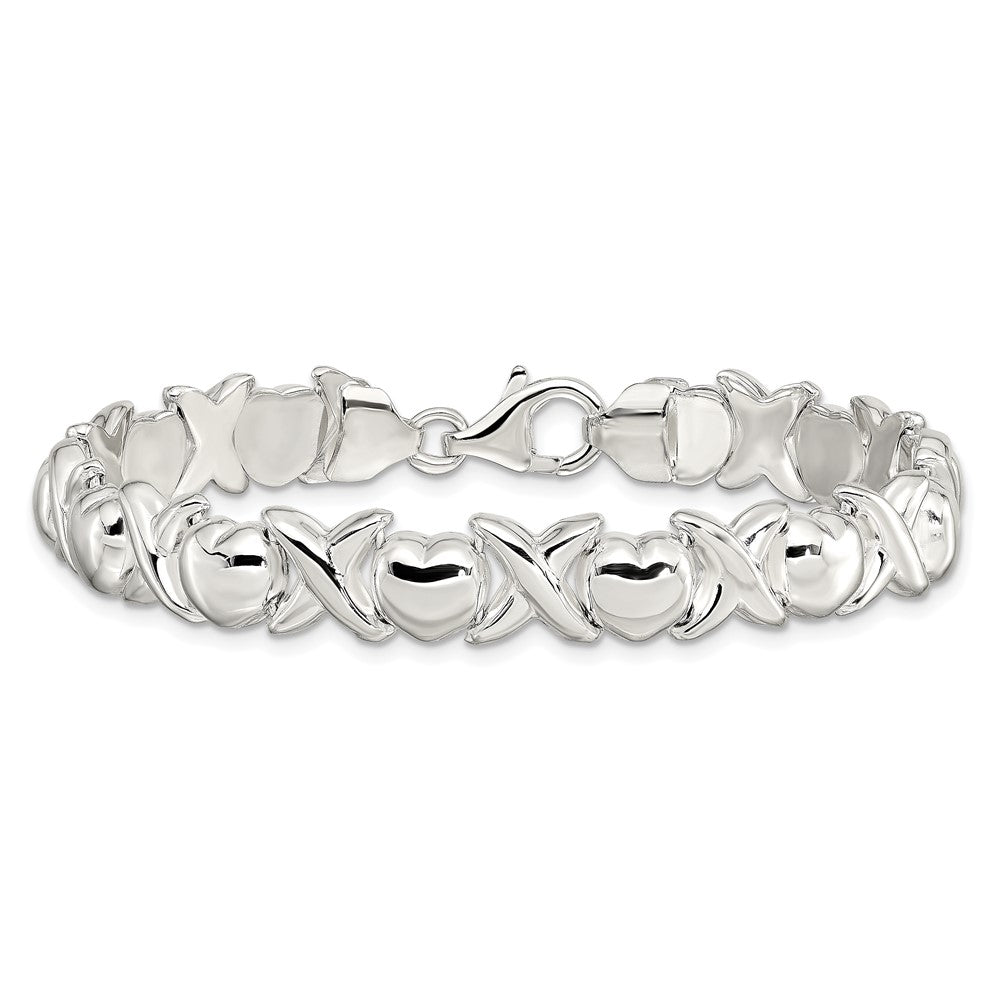 Sterling Silver Polished X and O Bracelet