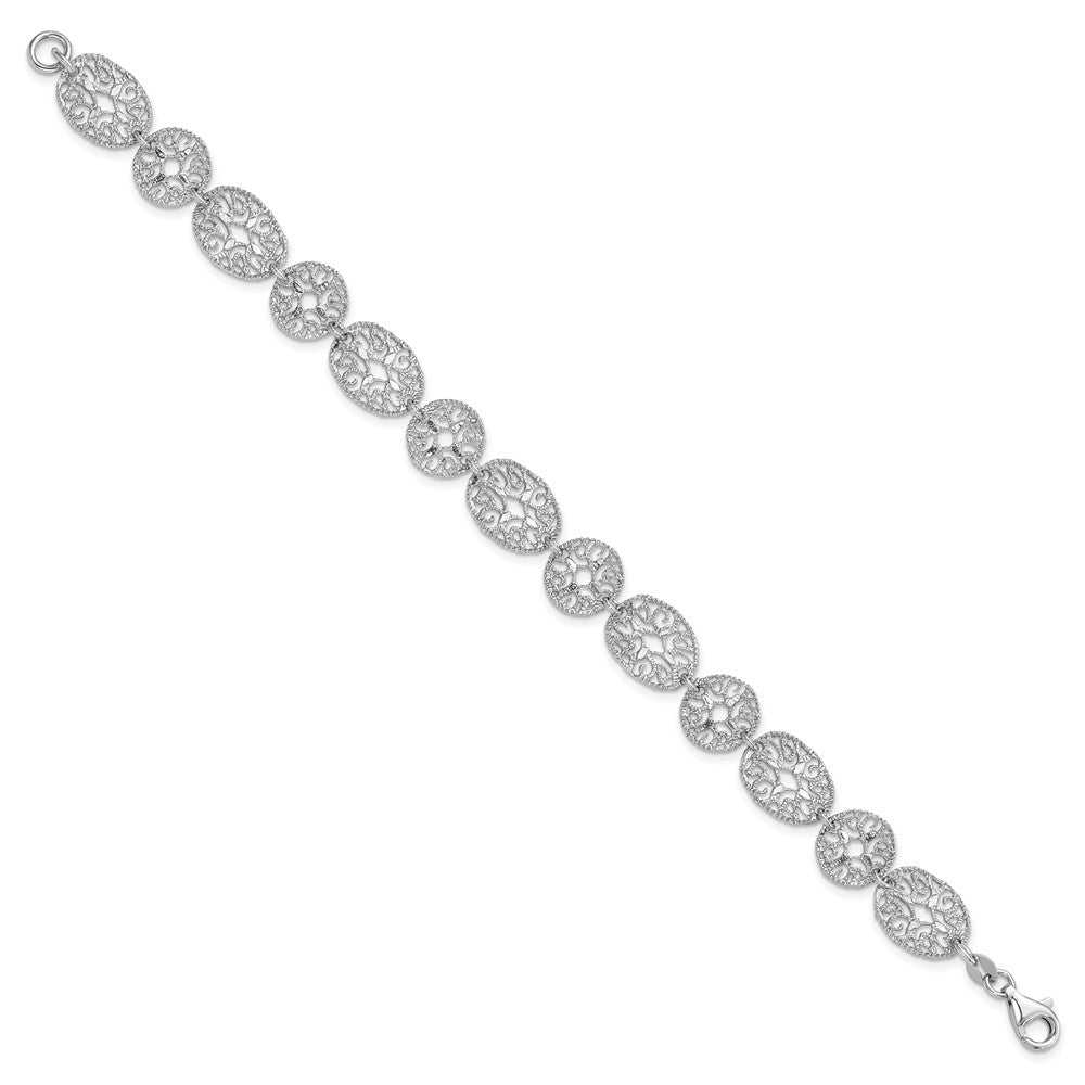 Sterling Silver Rhodium Polished Circles Bracelet