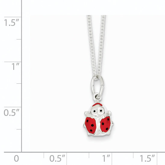 Sterling Silver Enameled Ladybug Necklace QG3376