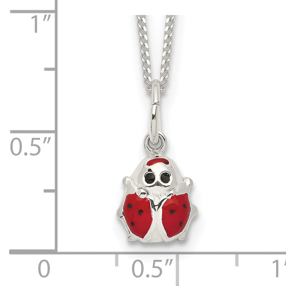 Sterling Silver Enameled Ladybug Necklace QG3376