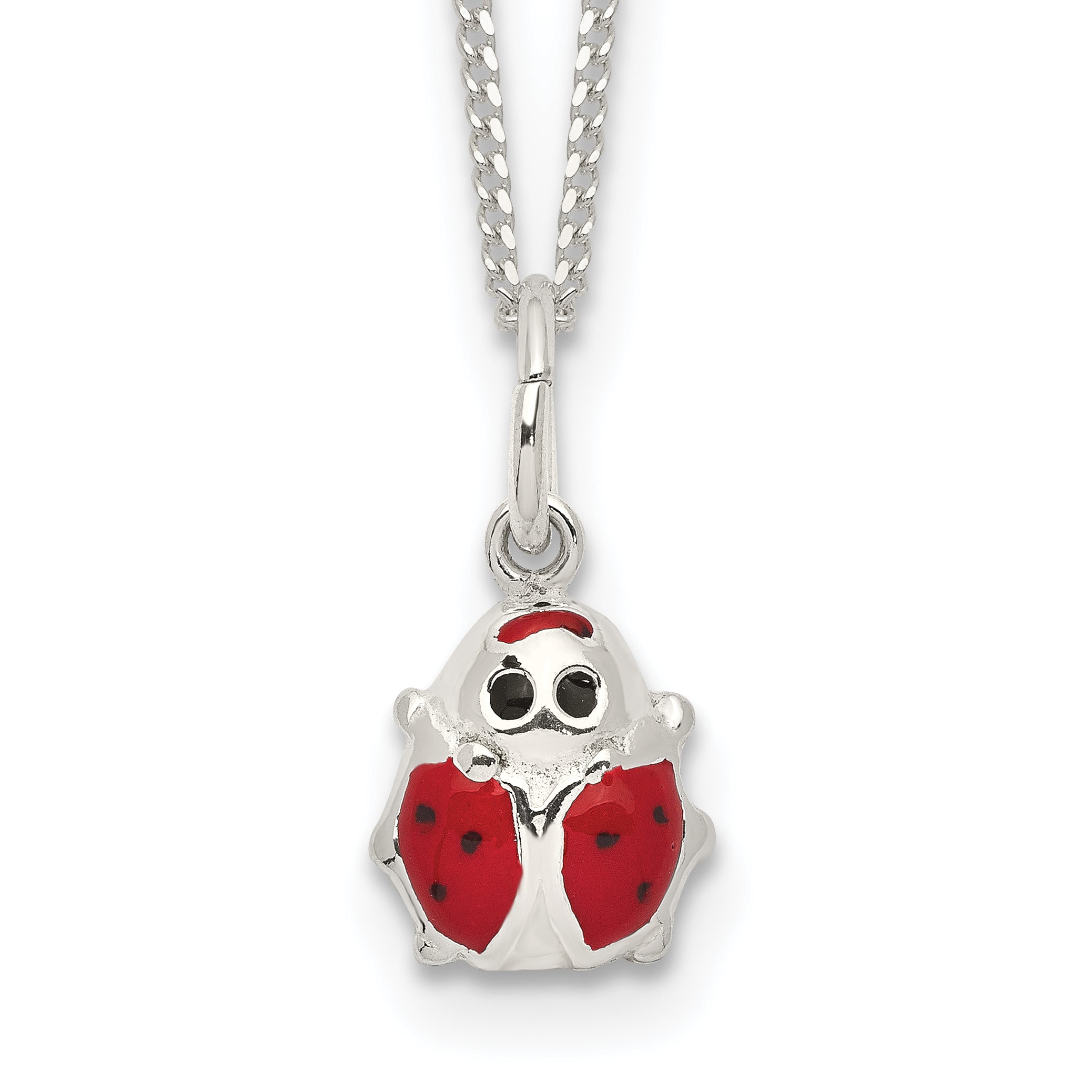 Sterling Silver Enameled Ladybug Necklace QG3376