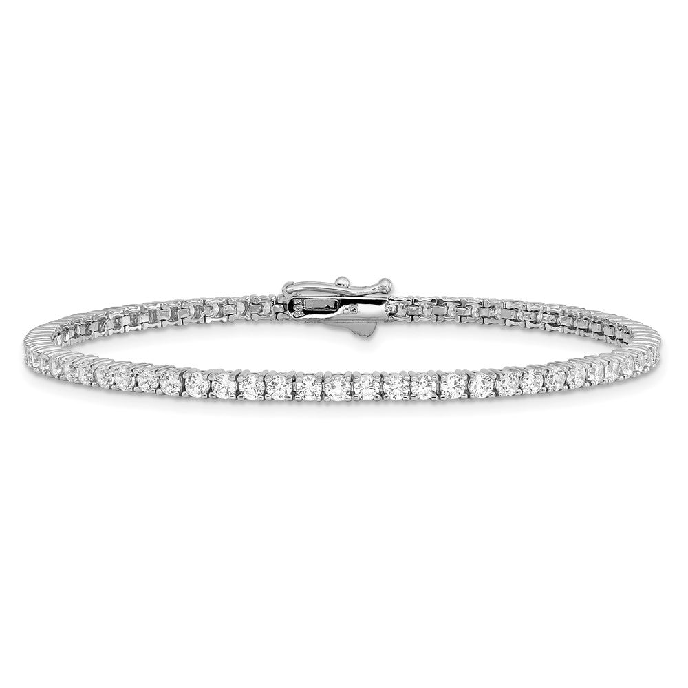 Sterling Shimmer Sterling Silver Rhodium-plated 2.3mm CZ 70 Stone 7 inch Bracelet