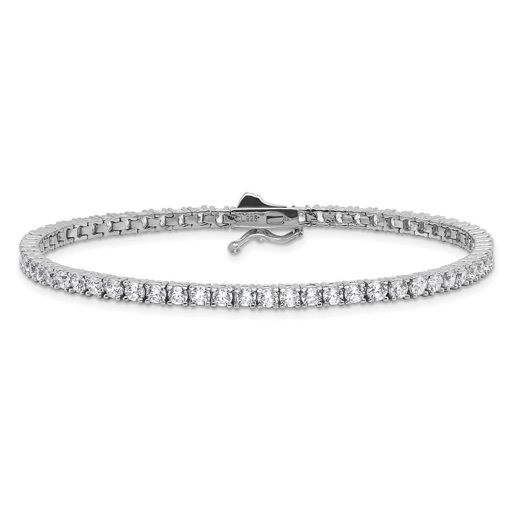 Sterling Shimmer Sterling Silver Rhodium-plated 2.5mm CZ 68 Stone 7 inch Bracelet