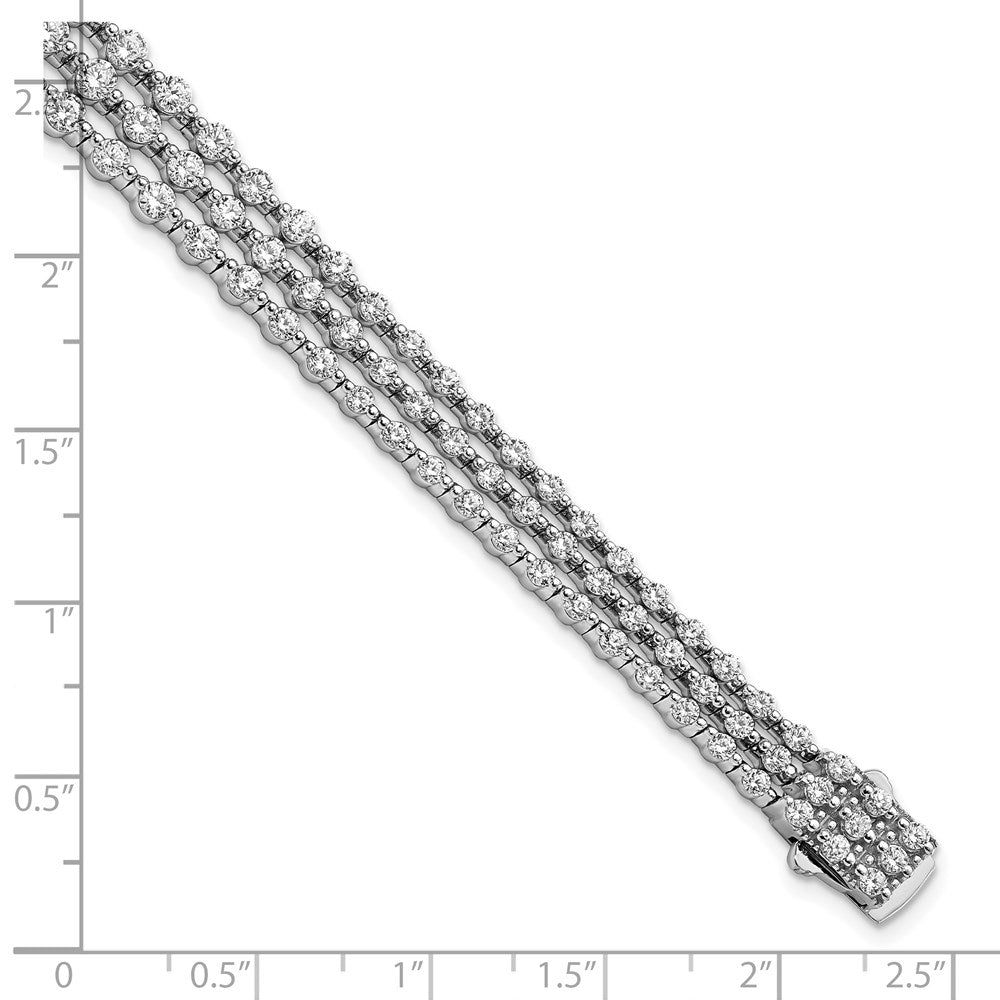 Sterling Shimmer Sterling Silver Rhodium-plated 8 inch 117 Stone CZ 3 Strand Layer Bracelet