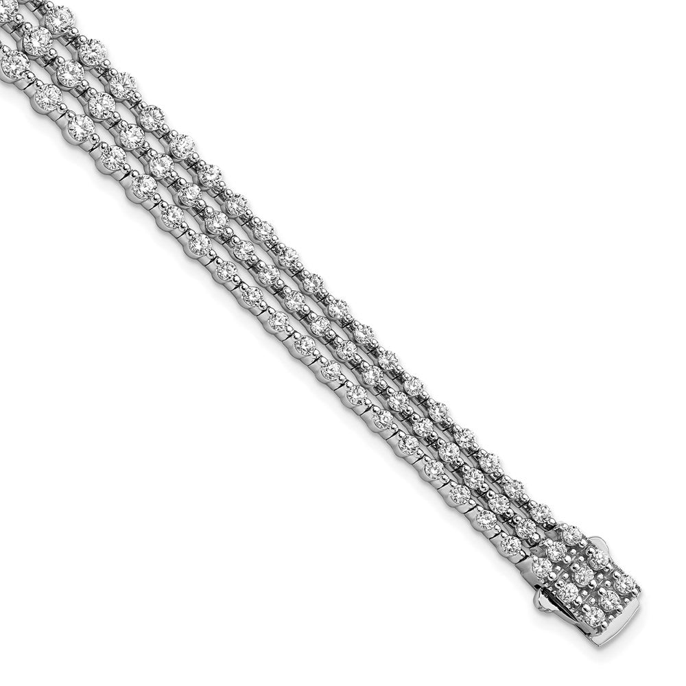 Sterling Shimmer Sterling Silver Rhodium-plated 8 inch 117 Stone CZ 3 Strand Layer Bracelet