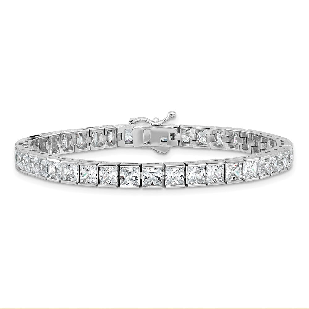 Sterling Shimmer Sterling Silver Rhodium-plated 7 inch 40 Stone CZ Bracelet