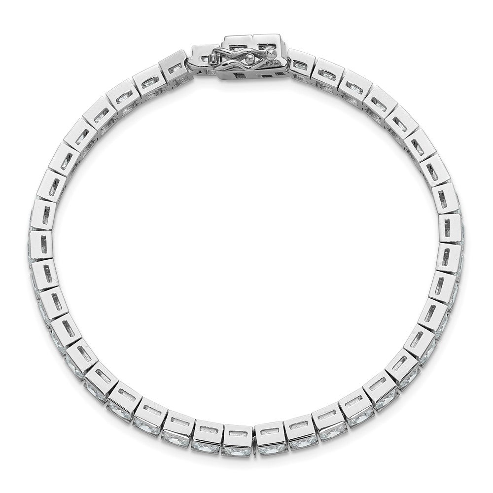 Sterling Shimmer Sterling Silver Rhodium-plated 7 inch 40 Stone CZ Bracelet