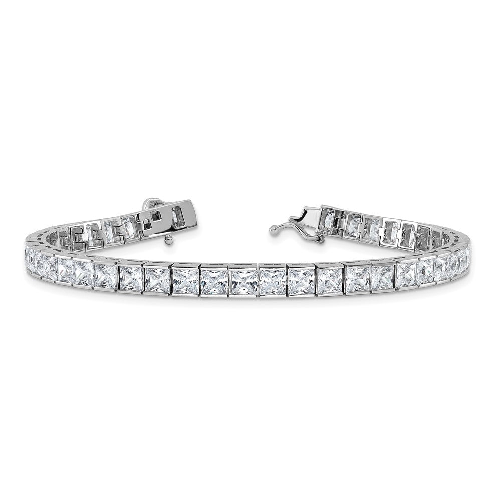 Sterling Shimmer Sterling Silver Rhodium-plated 7 inch 40 Stone CZ Bracelet