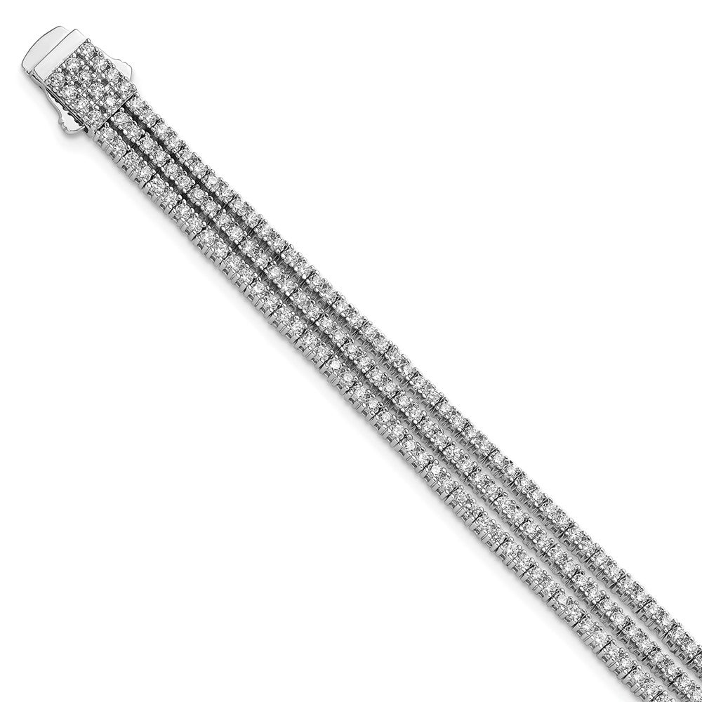 Sterling Shimmer Sterling Silver Rhodium-plated 7 inch 300 Stone CZ 3 Strand Bracelet