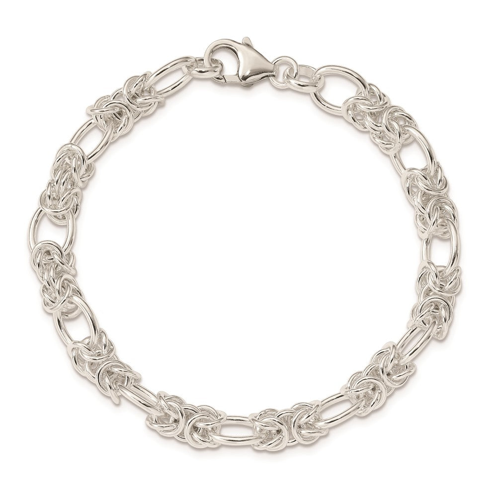 Sterling Silver Polished Fancy Link Bracelet