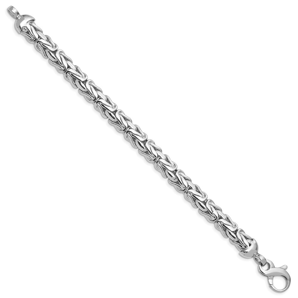 Sterling Silver Rhodium-plated Polished Byzantine Bracelet