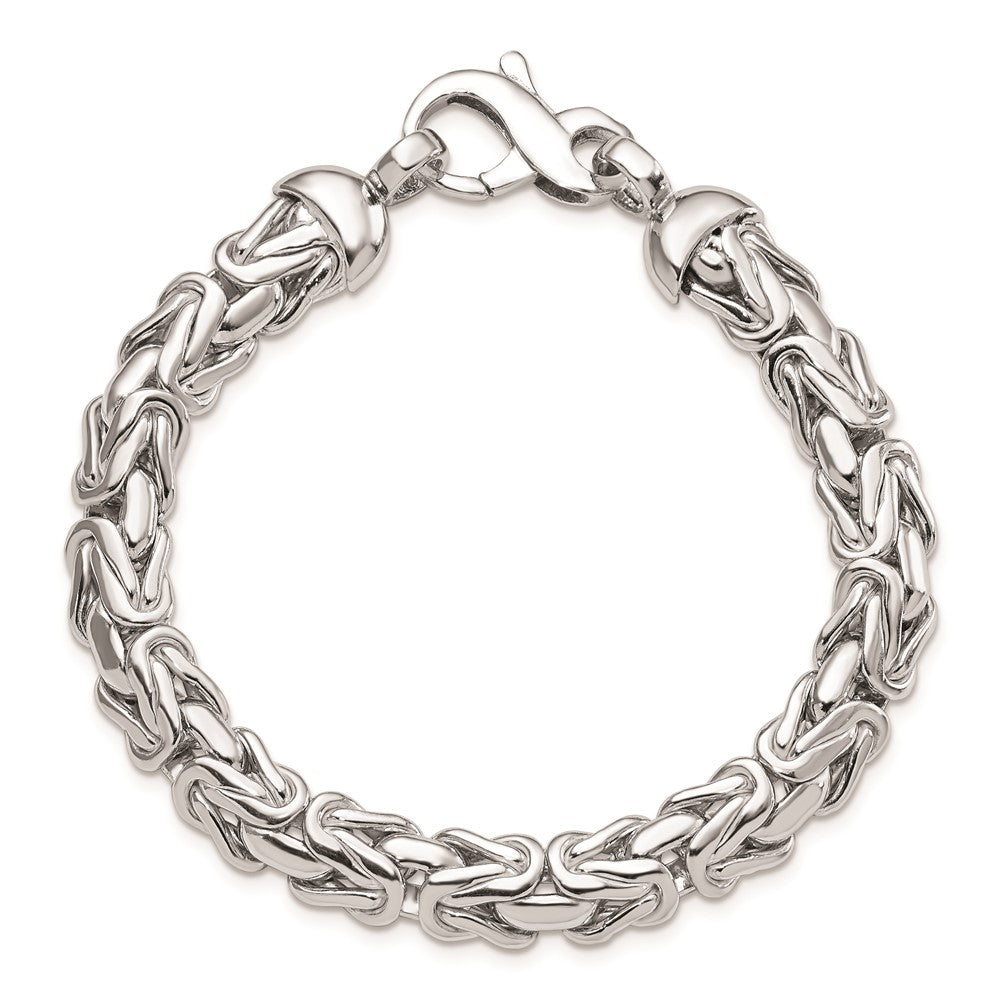 Sterling Silver Rhodium-plated Polished Byzantine Bracelet