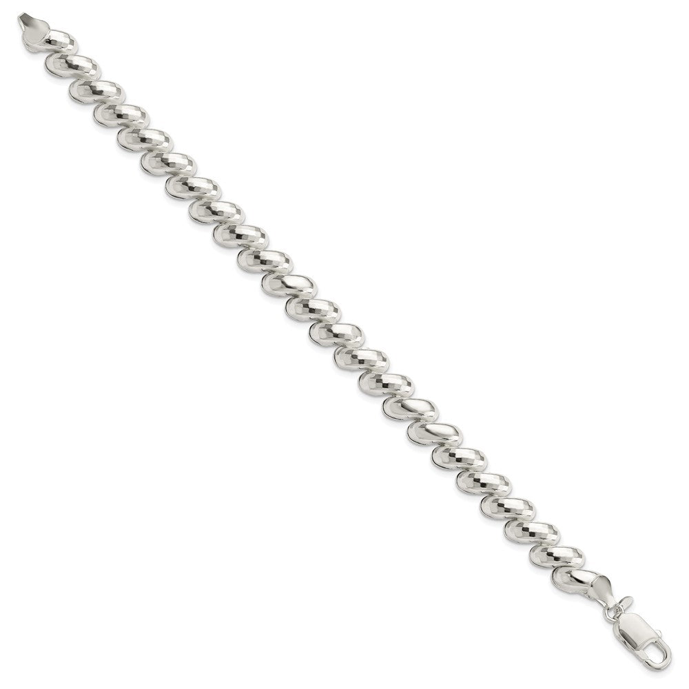 Sterling Silver Fancy Diamond-cut San Marco Bracelet