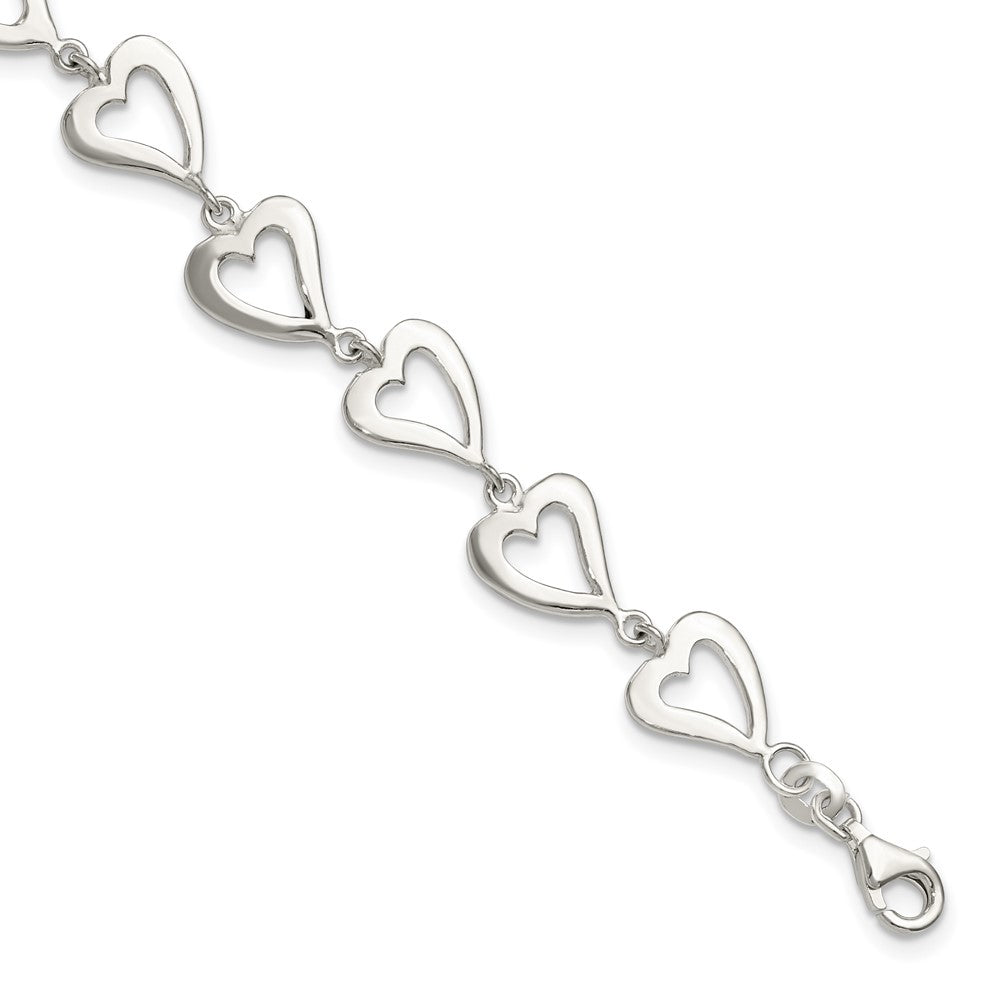 Sterling Silver Polished Heart Bracelet