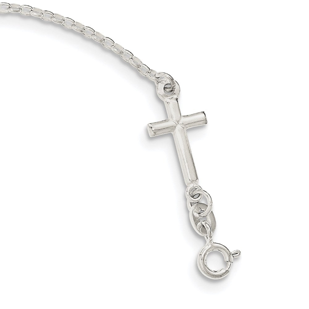 Sterling Silver Polished Enamel FAITH and Cross Bracelet