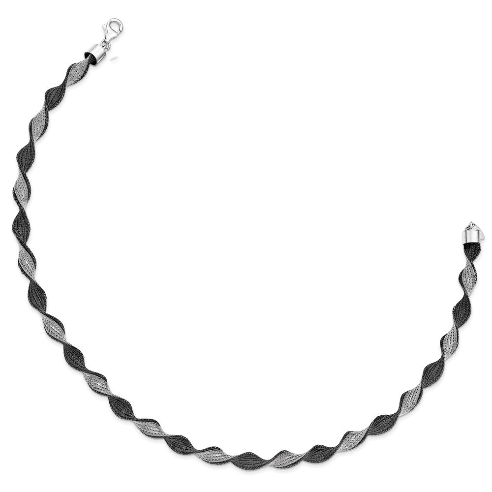 Sterling Silver Polished Ruthenium Twist Necklace