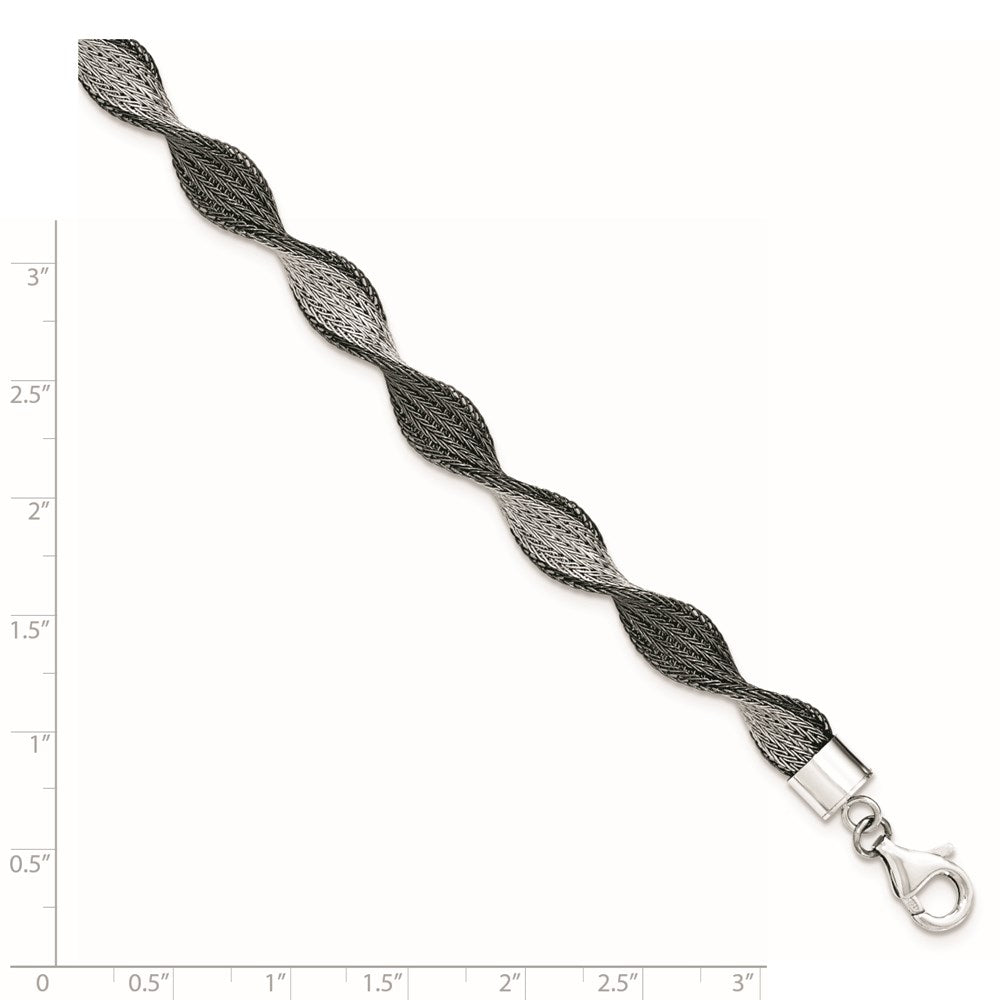 Sterling Silver Polished Ruthenium Twist Bracelet