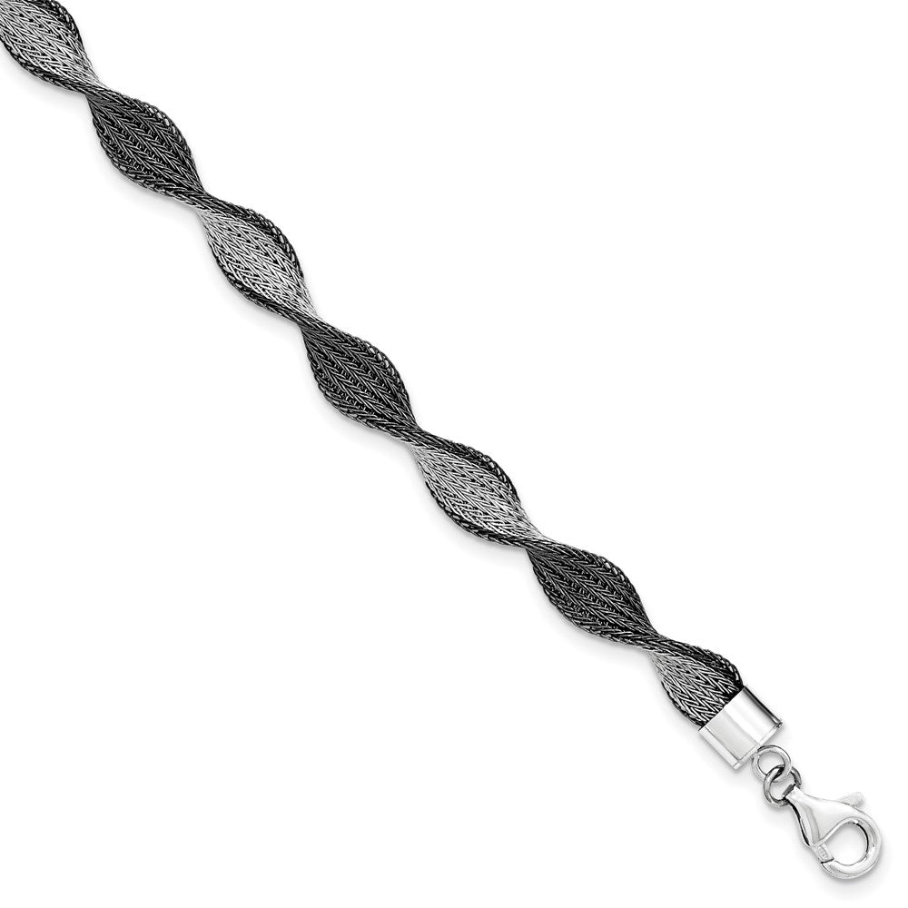 Sterling Silver Polished Ruthenium Twist Bracelet