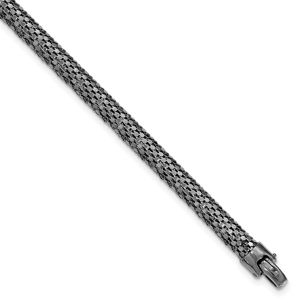 Sterling Silver Black Rhodium Mesh Bracelet