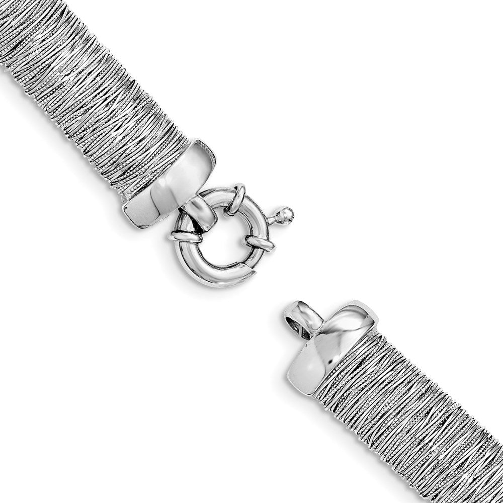 Sterling Silver Rhodium-plated Polished Fancy Domed Bracelet