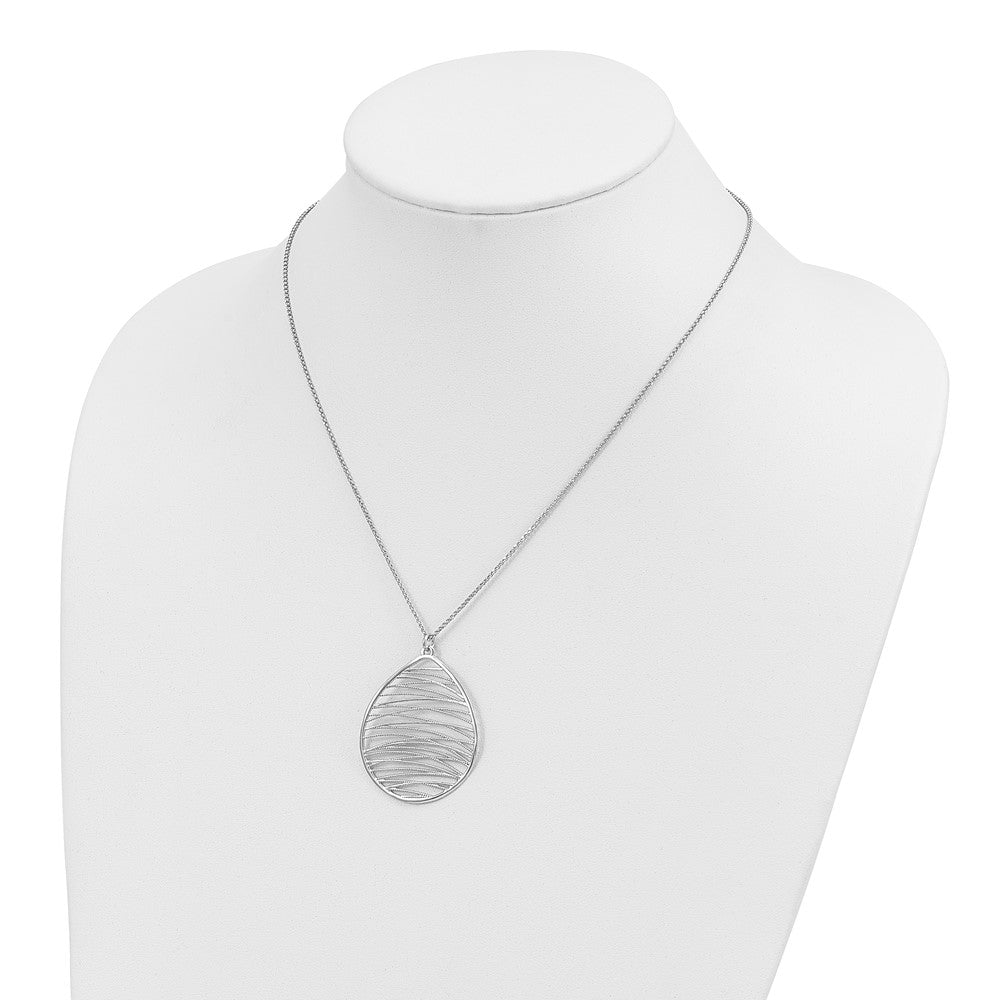 Sterling Silver Rhodium-plated Polished w/ 1.75in Ext. Necklace