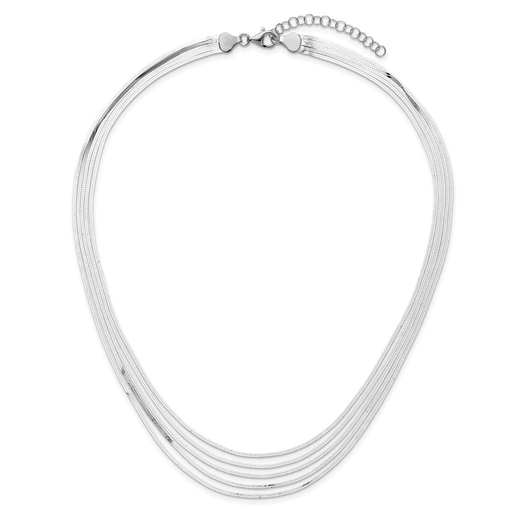 Sterling Silver 5-Strand Herringbone Chain w/2in ext Necklace