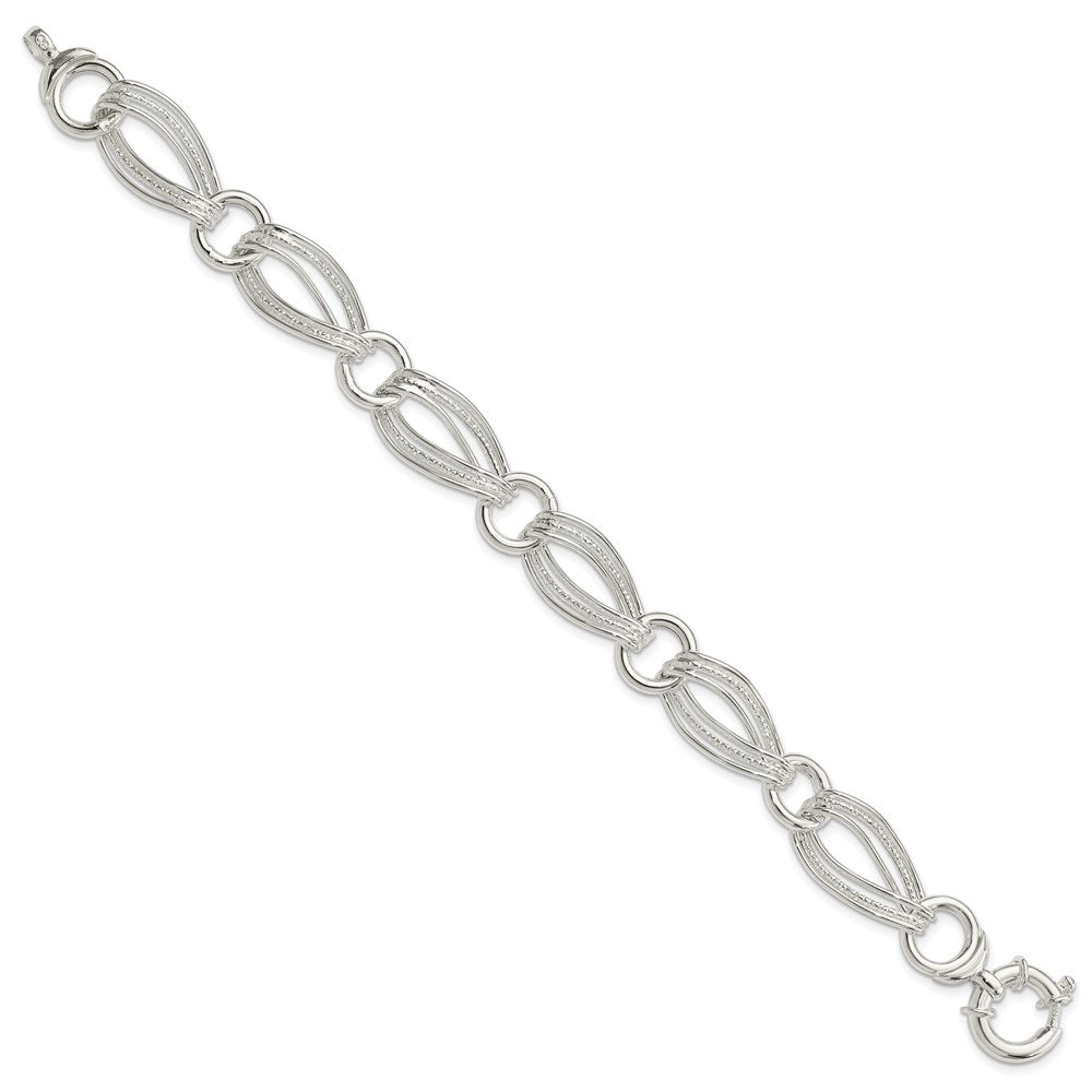 Sterling Silver Polished And Textured Link Bracelet