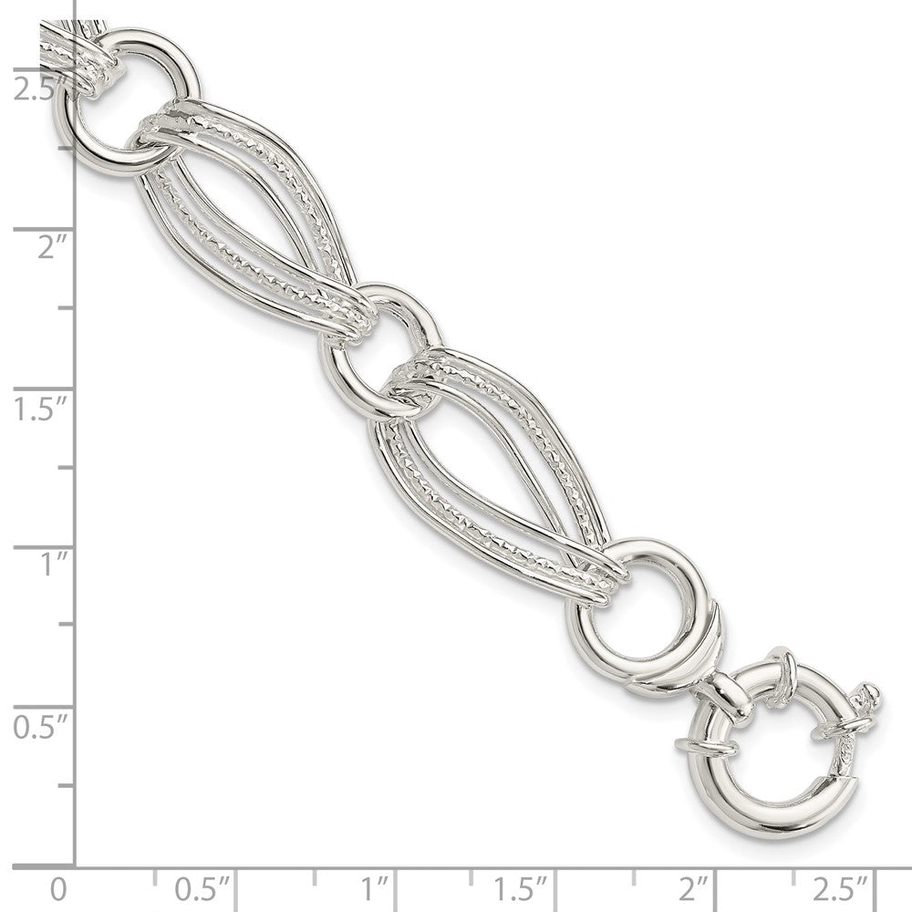 Sterling Silver Polished And Textured Link Bracelet