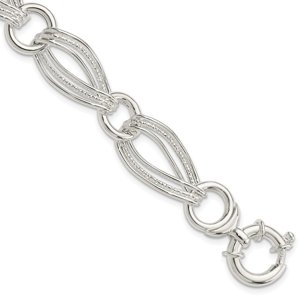 Sterling Silver Polished And Textured Link Bracelet