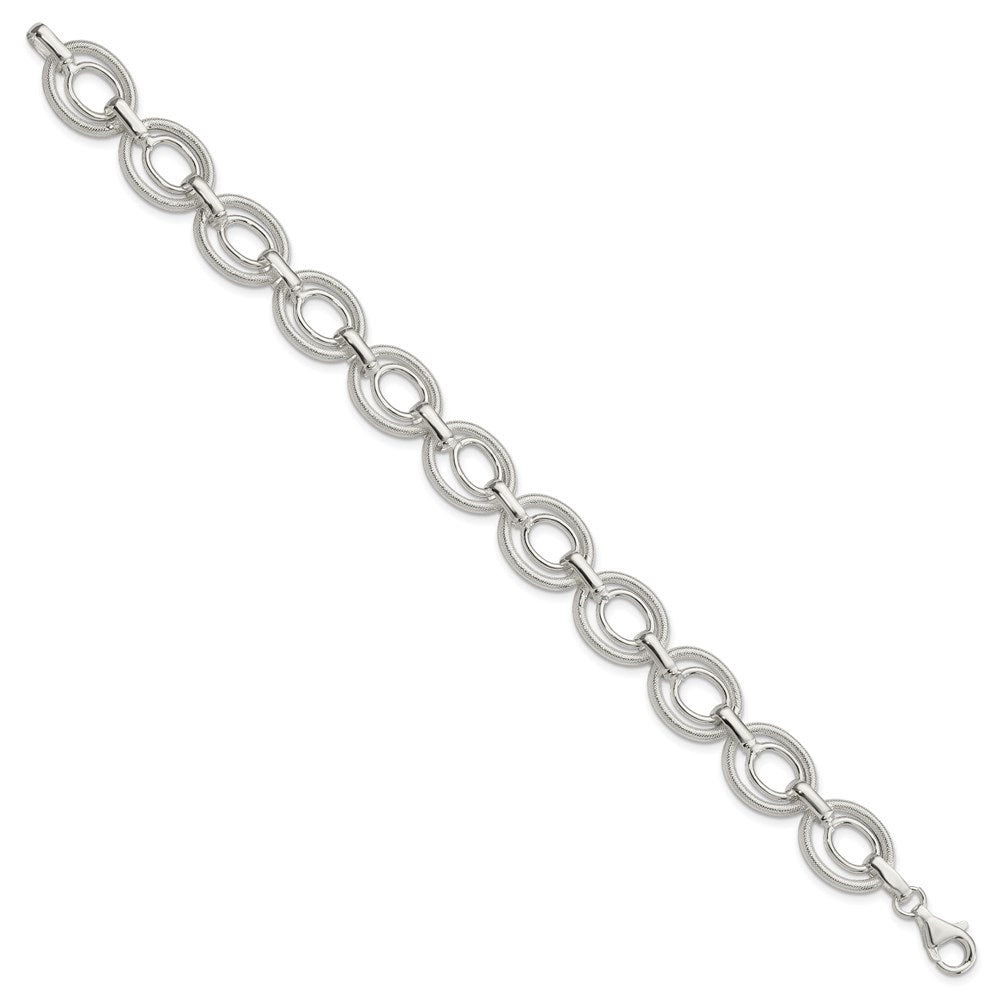 Sterling Silver Polished And Textured Link Bracelet